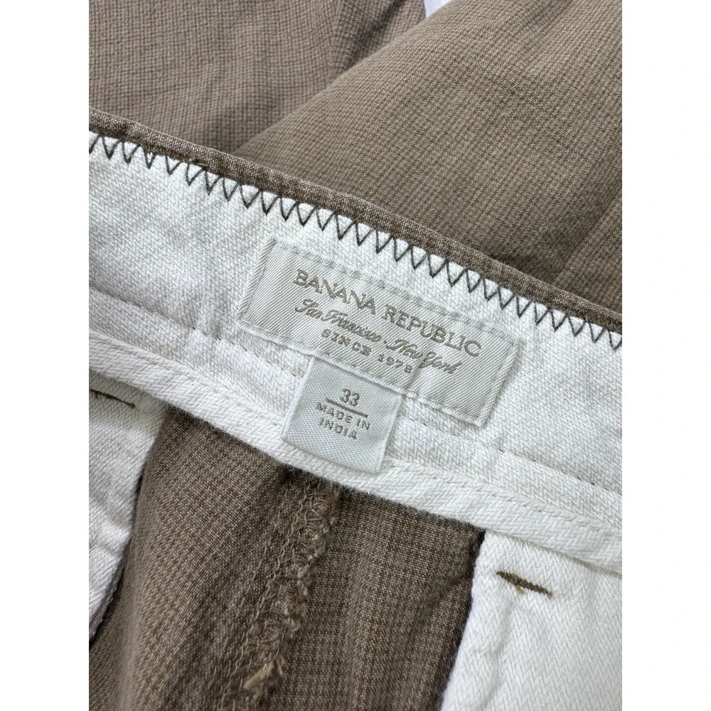Banana Republic Mens 33 Brown Houndstooth Chino Shorts Cotton Casual 539941-00